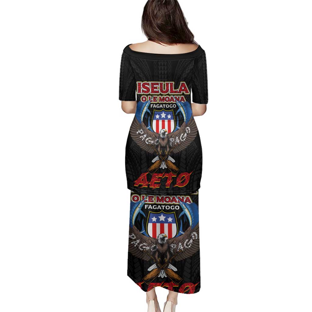 American Samoa Fautasi Family Matching Puletasi and Hawaiian Shirt Pago Pago Aeto and Iseula o le Moana of Fagatogo Black Color LT03 - Polynesian Pride