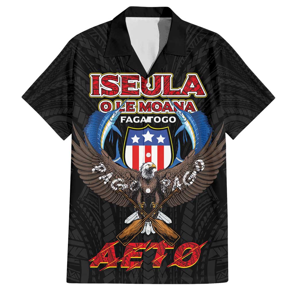 American Samoa Fautasi Family Matching Short Sleeve Bodycon Dress and Hawaiian Shirt Pago Pago Aeto and Iseula o le Moana of Fagatogo Black Color LT03 Dad's Shirt - Short Sleeve Black - Polynesian Pride