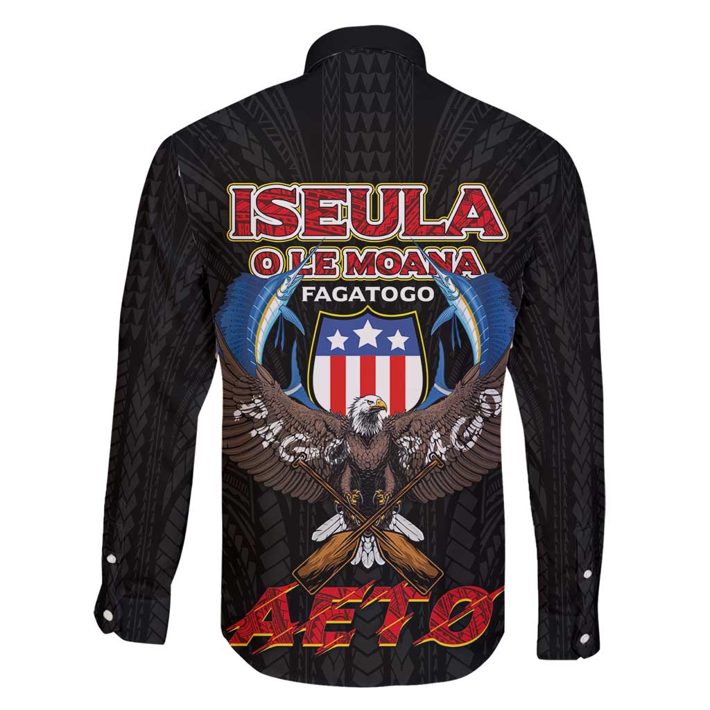 American Samoa Fautasi Family Matching Short Sleeve Bodycon Dress and Hawaiian Shirt Pago Pago Aeto and Iseula o le Moana of Fagatogo Black Color LT03 - Polynesian Pride