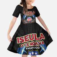 American Samoa Fautasi Family Matching Summer Maxi Dress and Hawaiian Shirt Pago Pago Aeto and Iseula o le Moana of Fagatogo Black Color LT03 Daughter's Dress Black - Polynesian Pride