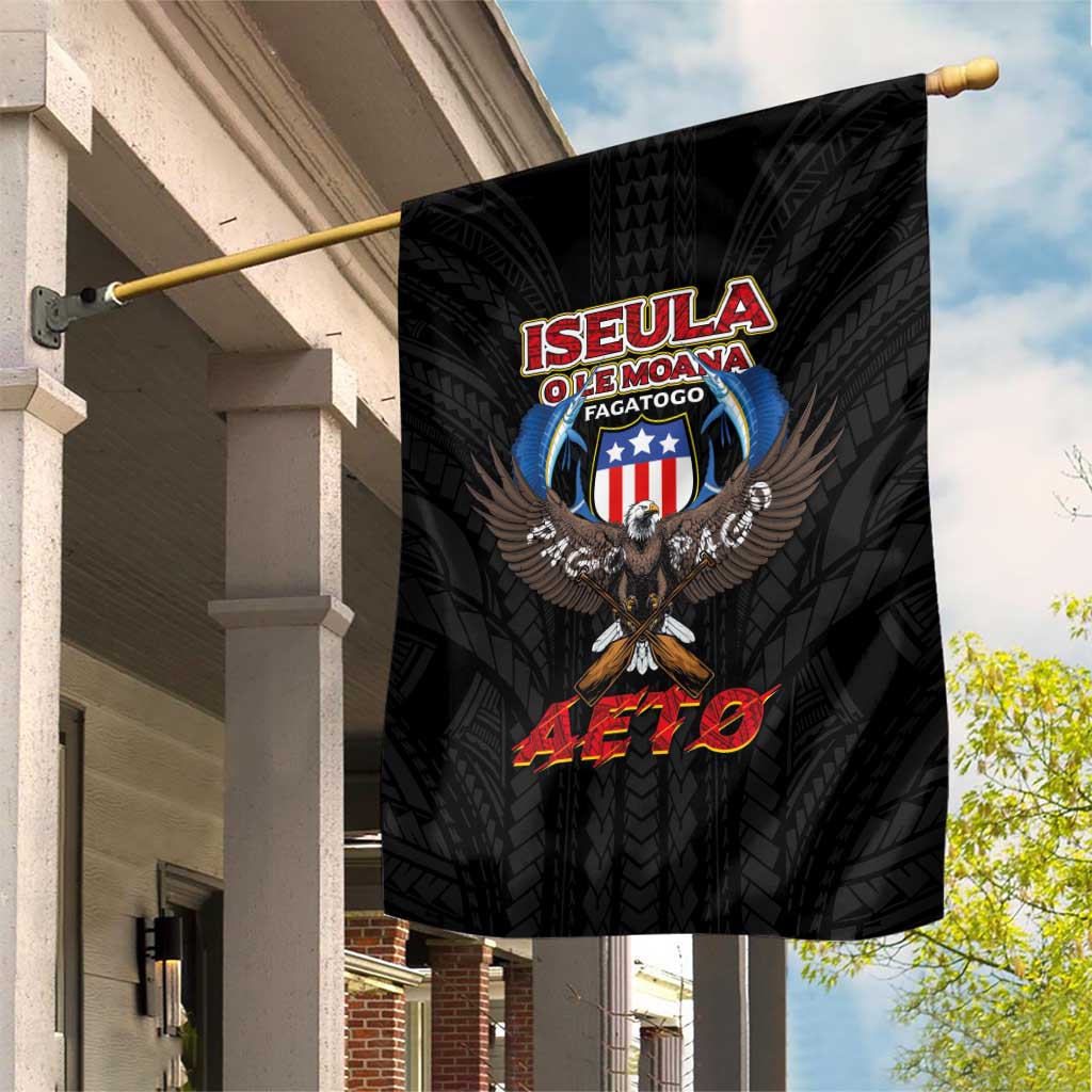 American Samoa Fautasi Garden Flag Pago Pago Aeto and Iseula o le Moana of Fagatogo Black Color LT03 House Flag Black - Polynesian Pride