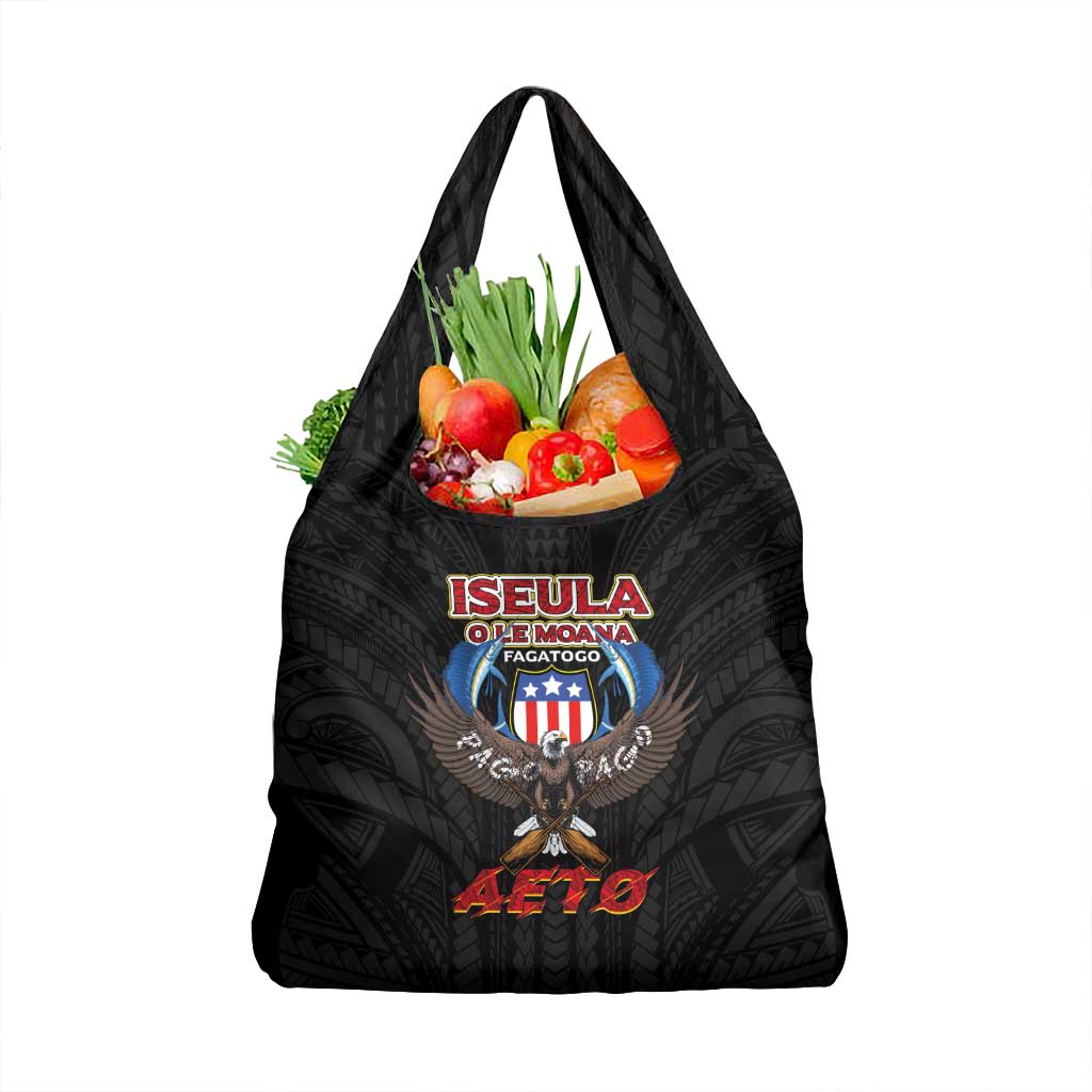 American Samoa Fautasi Grocery Bag Pago Pago Aeto and Iseula o le Moana of Fagatogo Black Color - Polynesian Pride