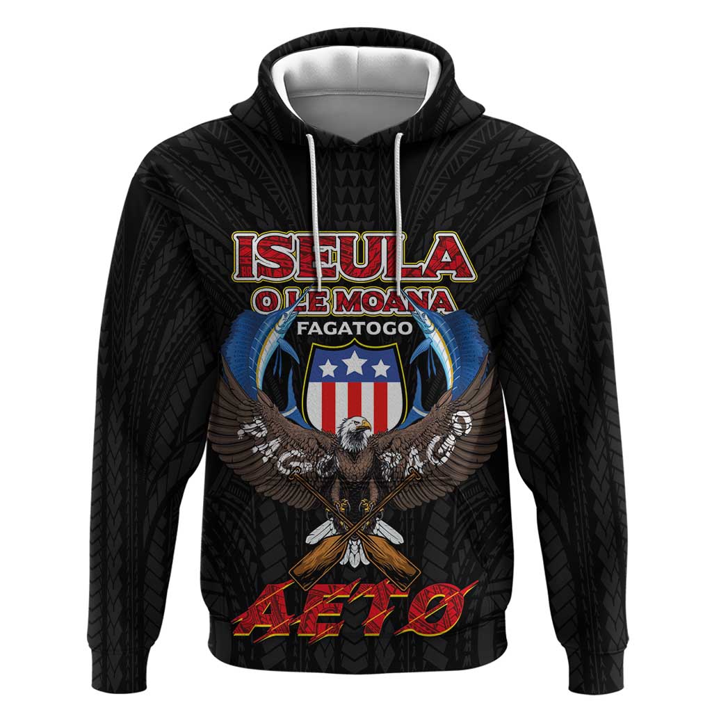 American Samoa Fautasi Hoodie Pago Pago Aeto and Iseula o le Moana of Fagatogo Black Color - Polynesian Pride