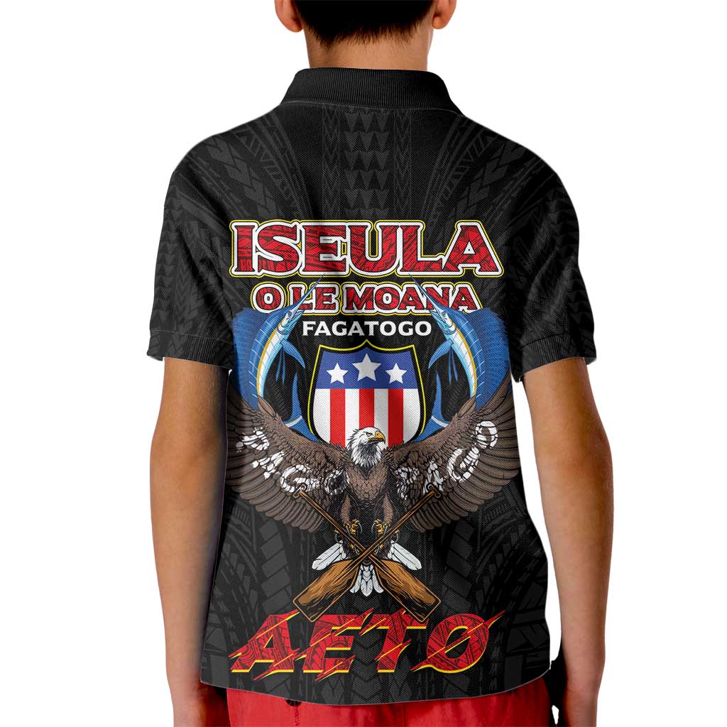 American Samoa Fautasi Kid Polo Shirt Pago Pago Aeto and Iseula o le Moana of Fagatogo Black Color LT03 - Polynesian Pride