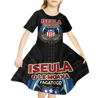 American Samoa Fautasi Kid Short Sleeve Dress Pago Pago Aeto and Iseula o le Moana of Fagatogo Black Color LT03 - Polynesian Pride