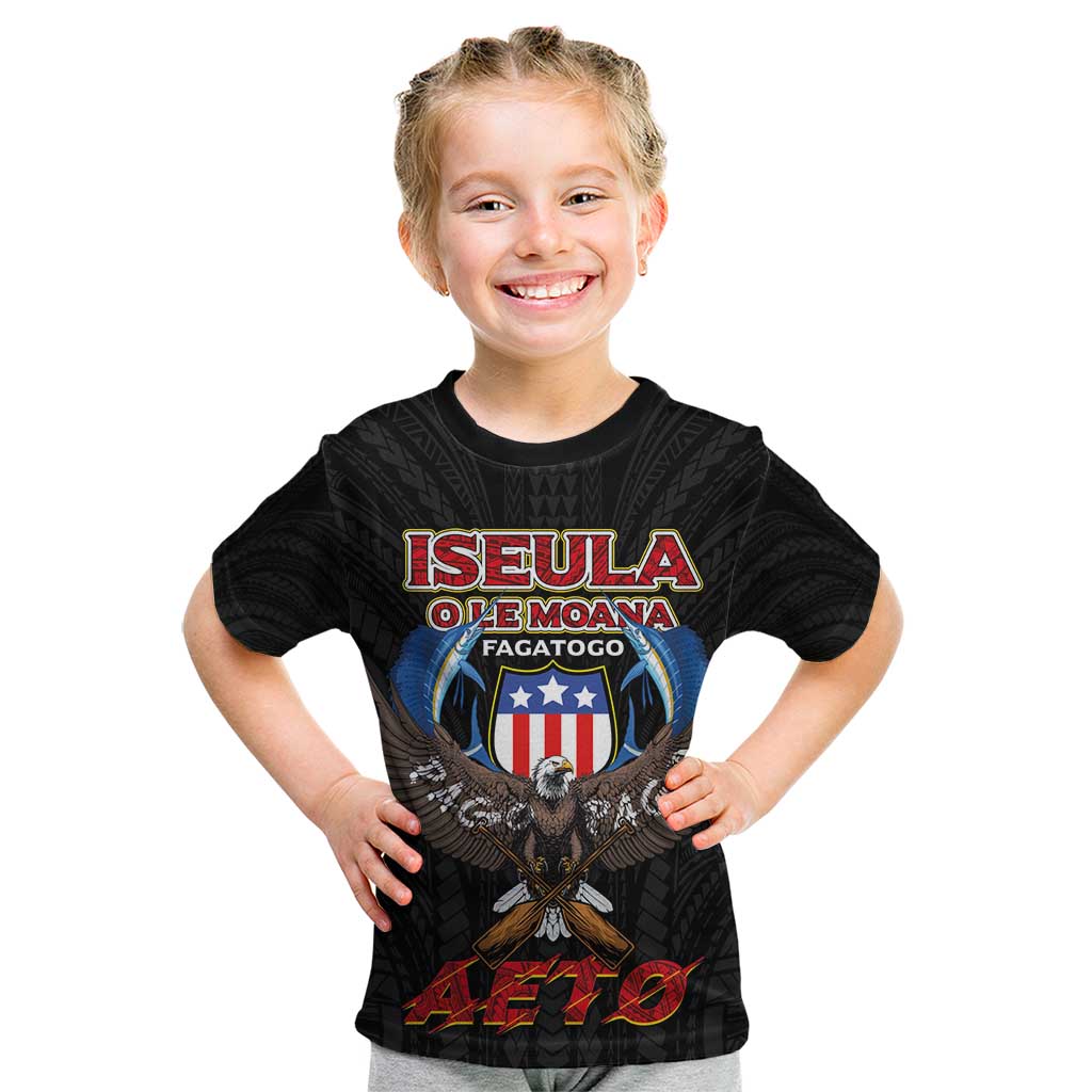 American Samoa Fautasi Kid T Shirt Pago Pago Aeto and Iseula o le Moana of Fagatogo Black Color LT03 Black - Polynesian Pride