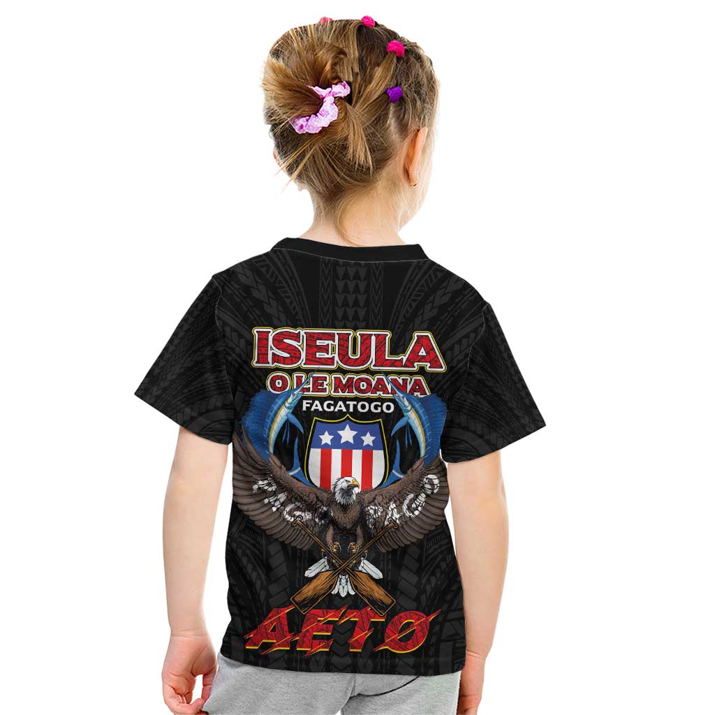 American Samoa Fautasi Kid T Shirt Pago Pago Aeto and Iseula o le Moana of Fagatogo Black Color LT03 - Polynesian Pride