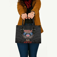 American Samoa Fautasi Leather Bag Pago Pago Aeto and Iseula o le Moana of Fagatogo Black Color LT03 - Polynesian Pride