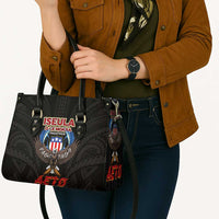 American Samoa Fautasi Leather Bag Pago Pago Aeto and Iseula o le Moana of Fagatogo Black Color LT03 - Polynesian Pride