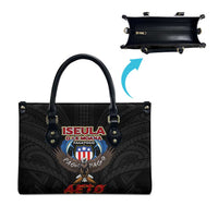 American Samoa Fautasi Leather Bag Pago Pago Aeto and Iseula o le Moana of Fagatogo Black Color LT03 - Polynesian Pride