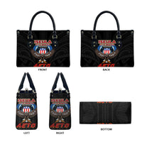 American Samoa Fautasi Leather Bag Pago Pago Aeto and Iseula o le Moana of Fagatogo Black Color LT03 - Polynesian Pride