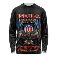 American Samoa Fautasi Long Sleeve Shirt Pago Pago Aeto and Iseula o le Moana of Fagatogo Black Color LT03 Unisex Black - Polynesian Pride