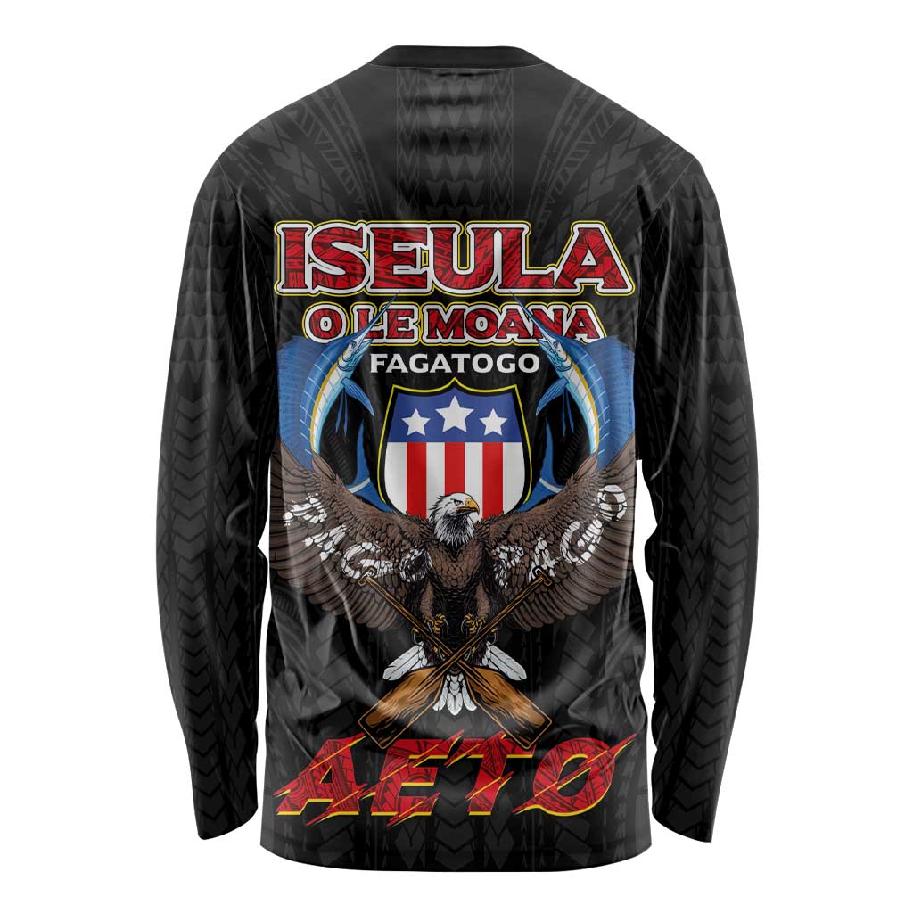 American Samoa Fautasi Long Sleeve Shirt Pago Pago Aeto and Iseula o le Moana of Fagatogo Black Color LT03 - Polynesian Pride