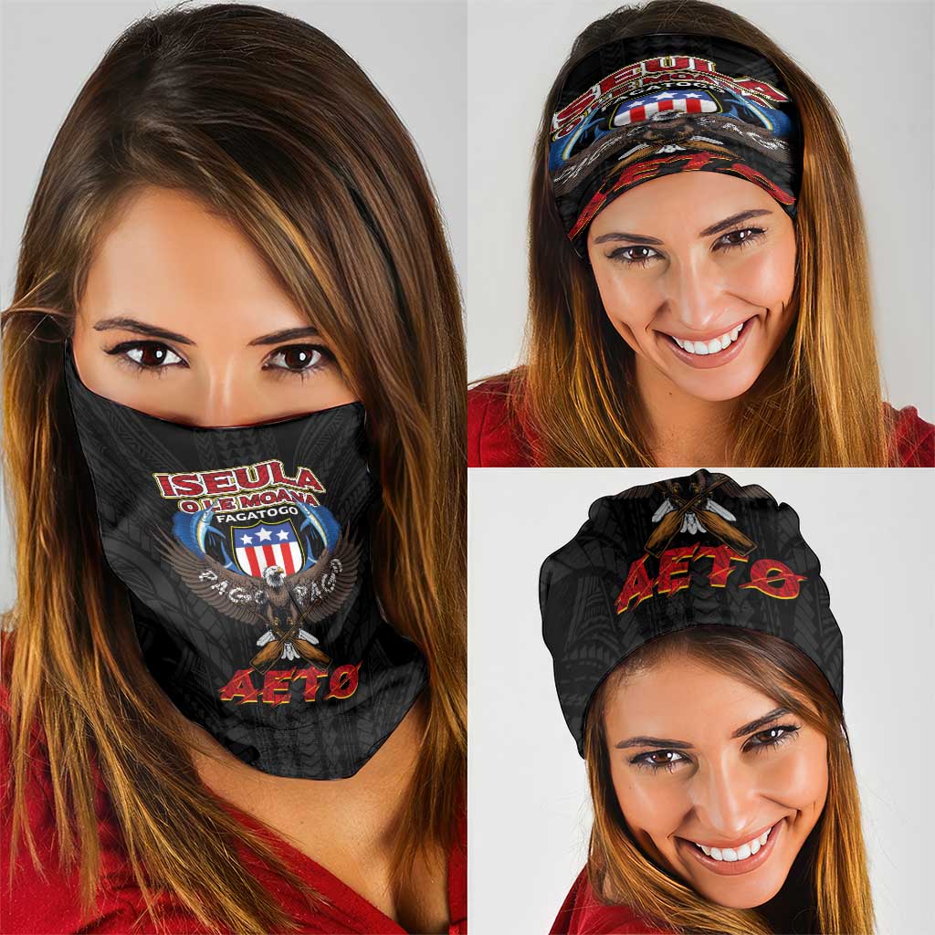 American Samoa Fautasi Neck Gaiter Pago Pago Aeto and Iseula o le Moana of Fagatogo Black Color LT03 - Polynesian Pride