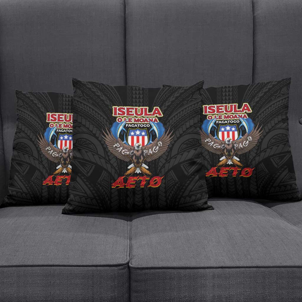 American Samoa Fautasi Pillow Cover Pago Pago Aeto and Iseula o le Moana of Fagatogo Black Color LT03 - Polynesian Pride
