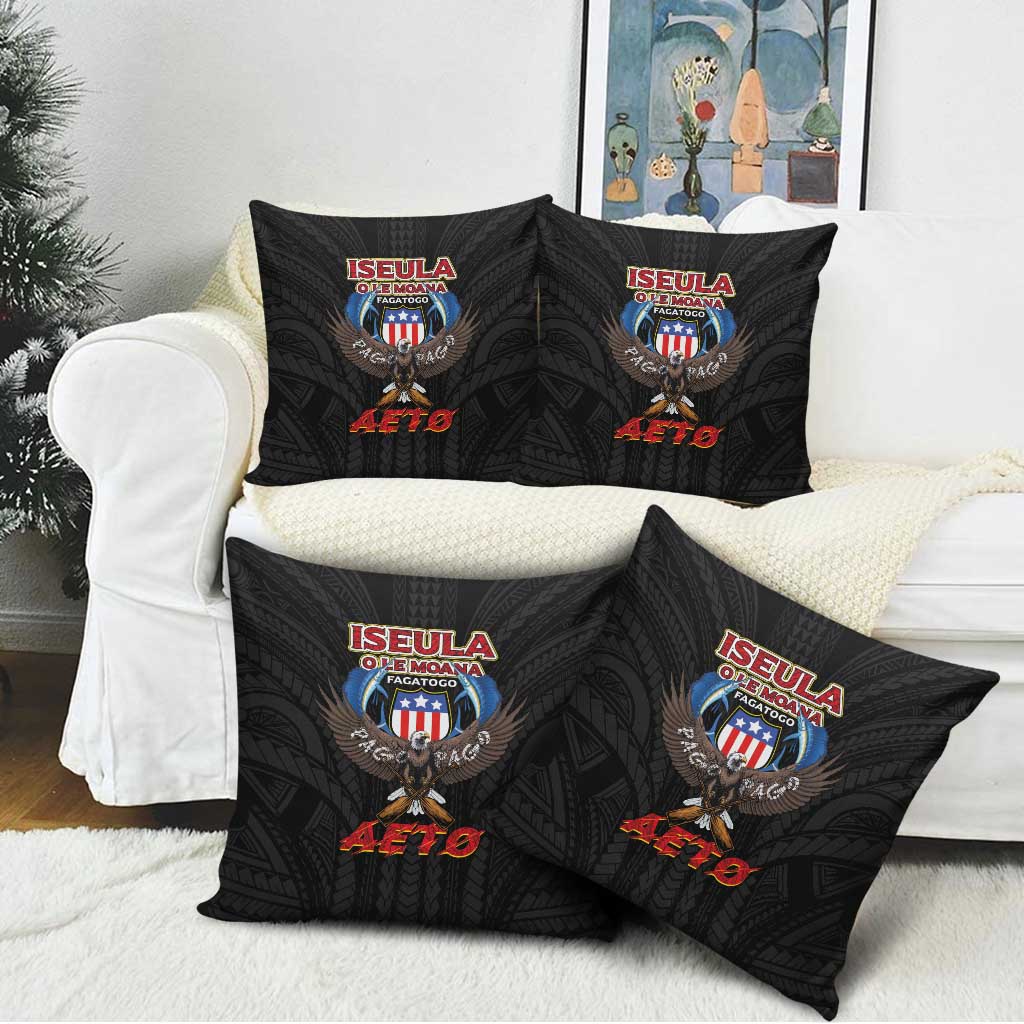 American Samoa Fautasi Pillow Cover Pago Pago Aeto and Iseula o le Moana of Fagatogo Black Color LT03 - Polynesian Pride