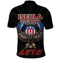 American Samoa Fautasi Polo Shirt Pago Pago Aeto and Iseula o le Moana of Fagatogo Black Color LT03 - Polynesian Pride