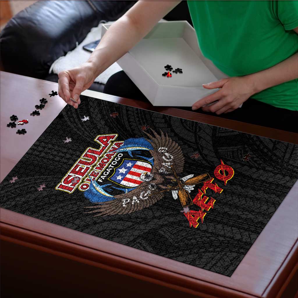 American Samoa Fautasi Puzzle Pago Pago Aeto and Iseula o le Moana of Fagatogo Black Color LT03 - Polynesian Pride