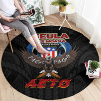 American Samoa Fautasi Round Carpet Pago Pago Aeto and Iseula o le Moana of Fagatogo Black Color LT03 - Polynesian Pride