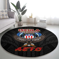 American Samoa Fautasi Round Carpet Pago Pago Aeto and Iseula o le Moana of Fagatogo Black Color LT03 - Polynesian Pride