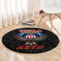 American Samoa Fautasi Round Carpet Pago Pago Aeto and Iseula o le Moana of Fagatogo Black Color LT03 - Polynesian Pride
