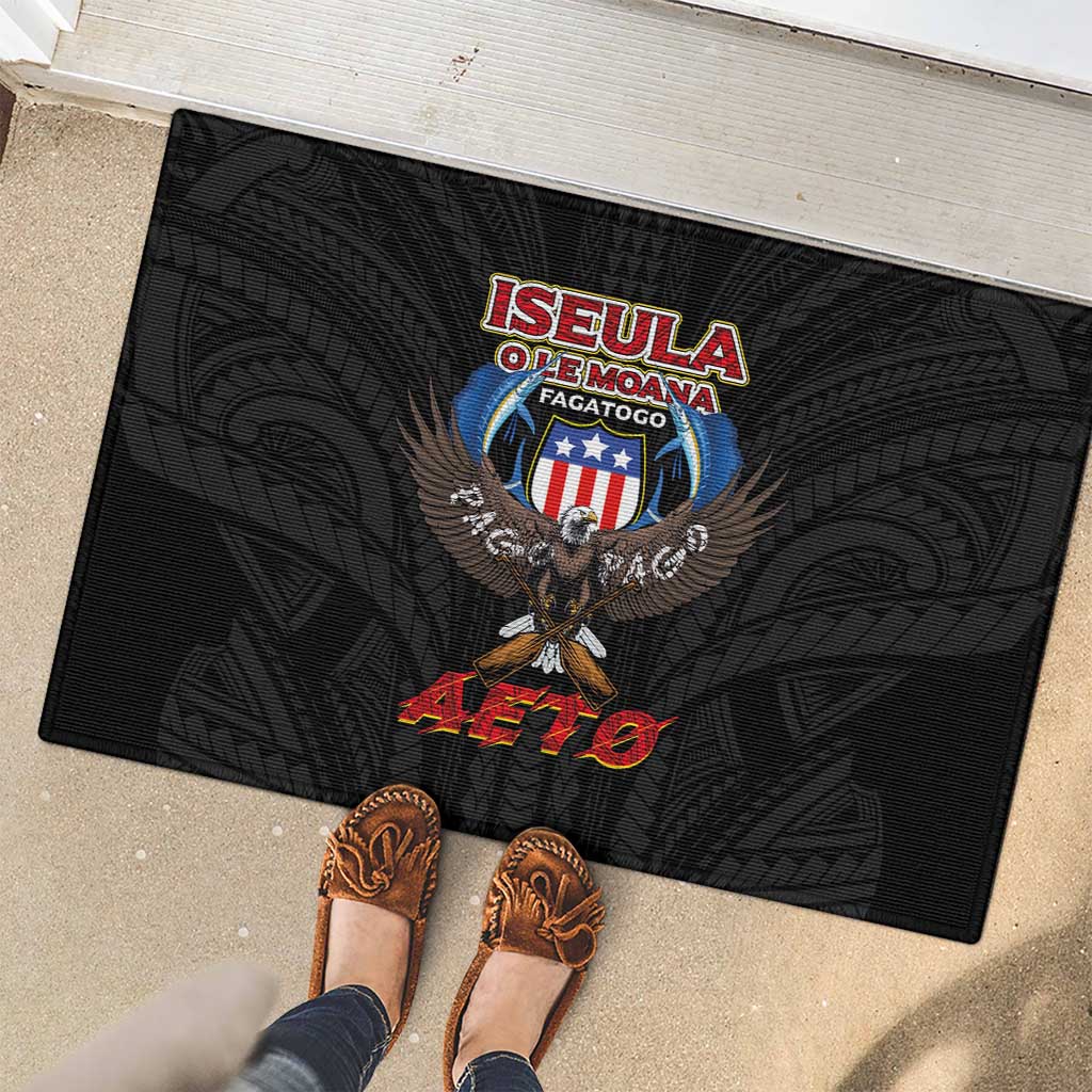 American Samoa Fautasi Rubber Doormat Pago Pago Aeto and Iseula o le Moana of Fagatogo Black Color LT03 - Polynesian Pride