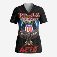 American Samoa Fautasi Scrub Top Pago Pago Aeto and Iseula o le Moana of Fagatogo Black Color LT03 Adult Black - Polynesian Pride