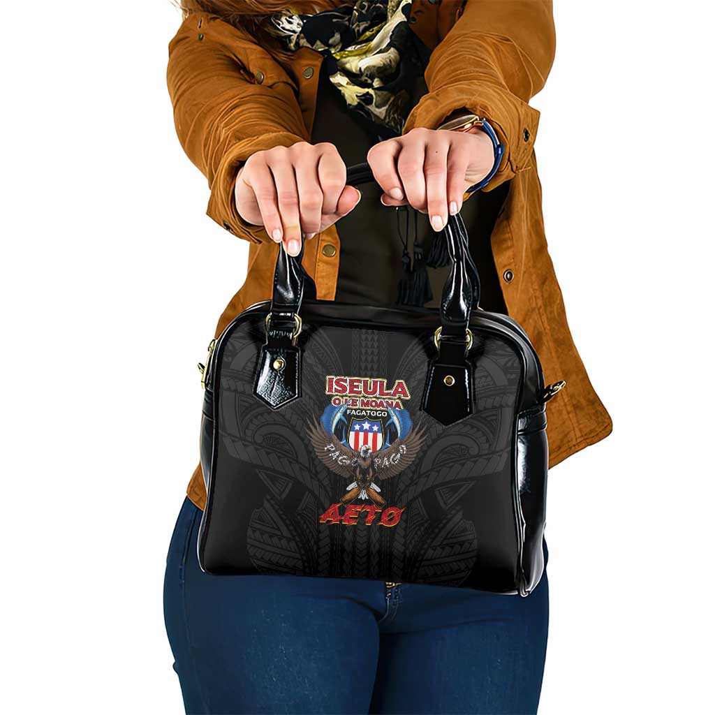 American Samoa Fautasi Shoulder Handbag Pago Pago Aeto and Iseula o le Moana of Fagatogo Black Color - Polynesian Pride
