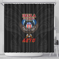 American Samoa Fautasi Shower Curtain Pago Pago Aeto and Iseula o le Moana of Fagatogo Black Color LT03 - Polynesian Pride