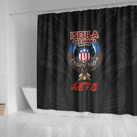 American Samoa Fautasi Shower Curtain Pago Pago Aeto and Iseula o le Moana of Fagatogo Black Color LT03 - Polynesian Pride