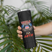 American Samoa Fautasi Skinny Tumbler Pago Pago Aeto and Iseula o le Moana of Fagatogo Black Color LT03 - Polynesian Pride