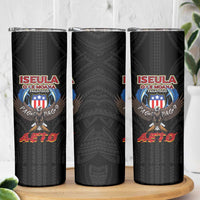 American Samoa Fautasi Skinny Tumbler Pago Pago Aeto and Iseula o le Moana of Fagatogo Black Color LT03 - Polynesian Pride