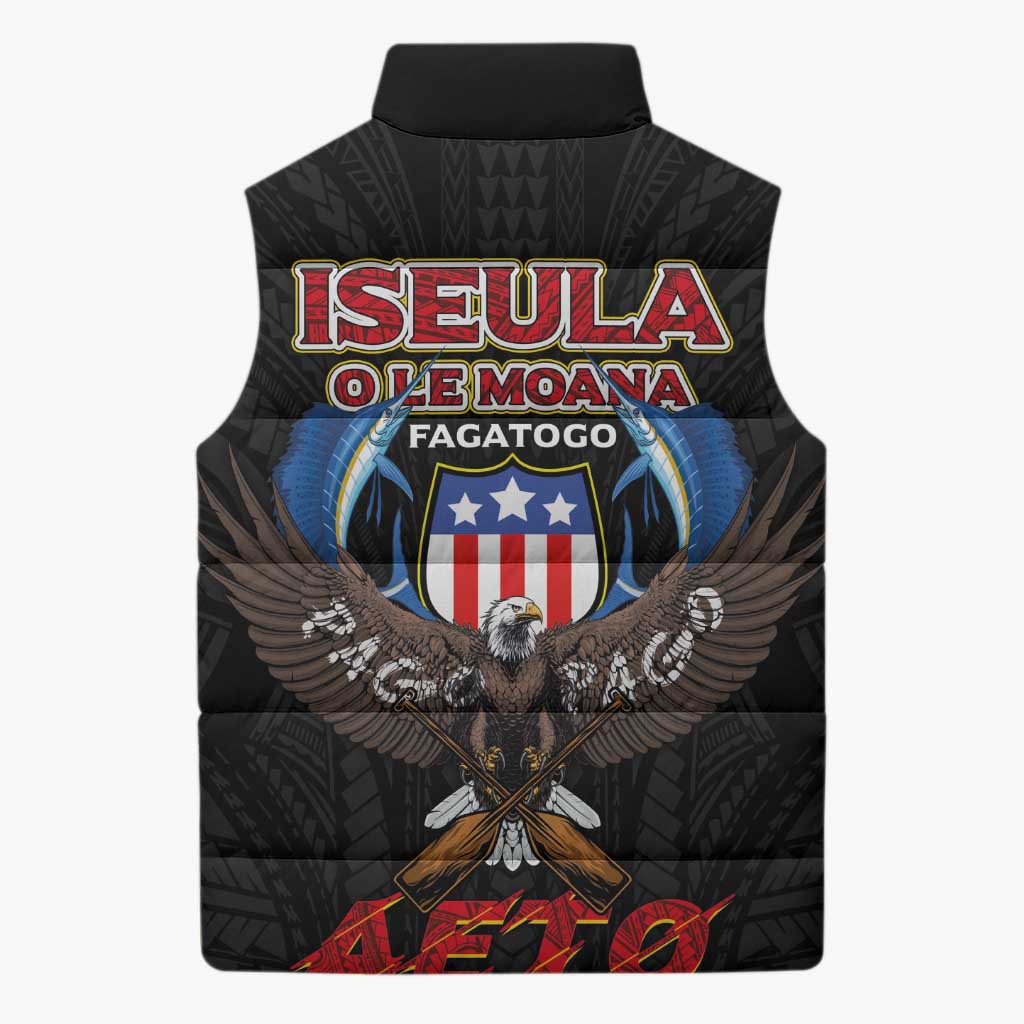 American Samoa Fautasi Sleeveless Puffer Jacket Pago Pago Aeto and Iseula o le Moana of Fagatogo Black Color LT03 - Polynesian Pride