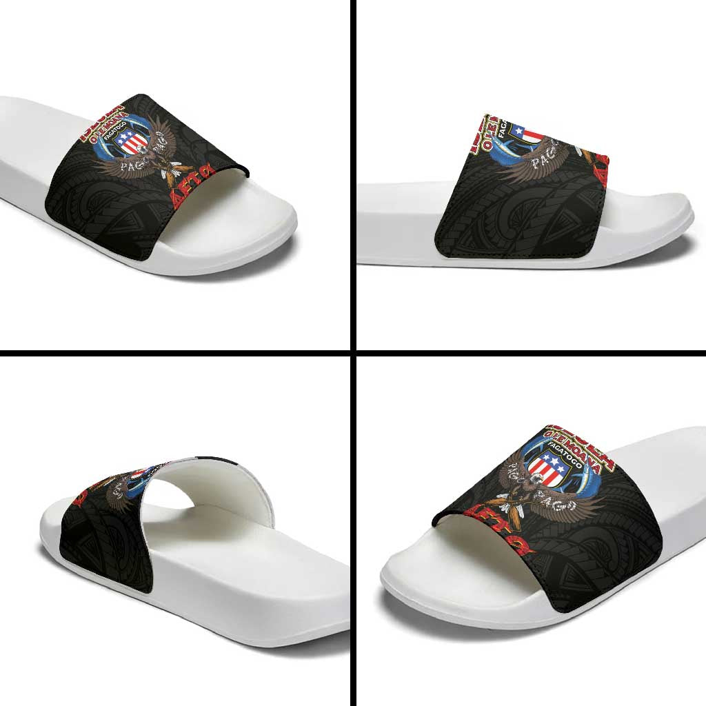 American Samoa Fautasi Slide Sandals Pago Pago Aeto and Iseula o le Moana of Fagatogo Black Color LT03 - Polynesian Pride