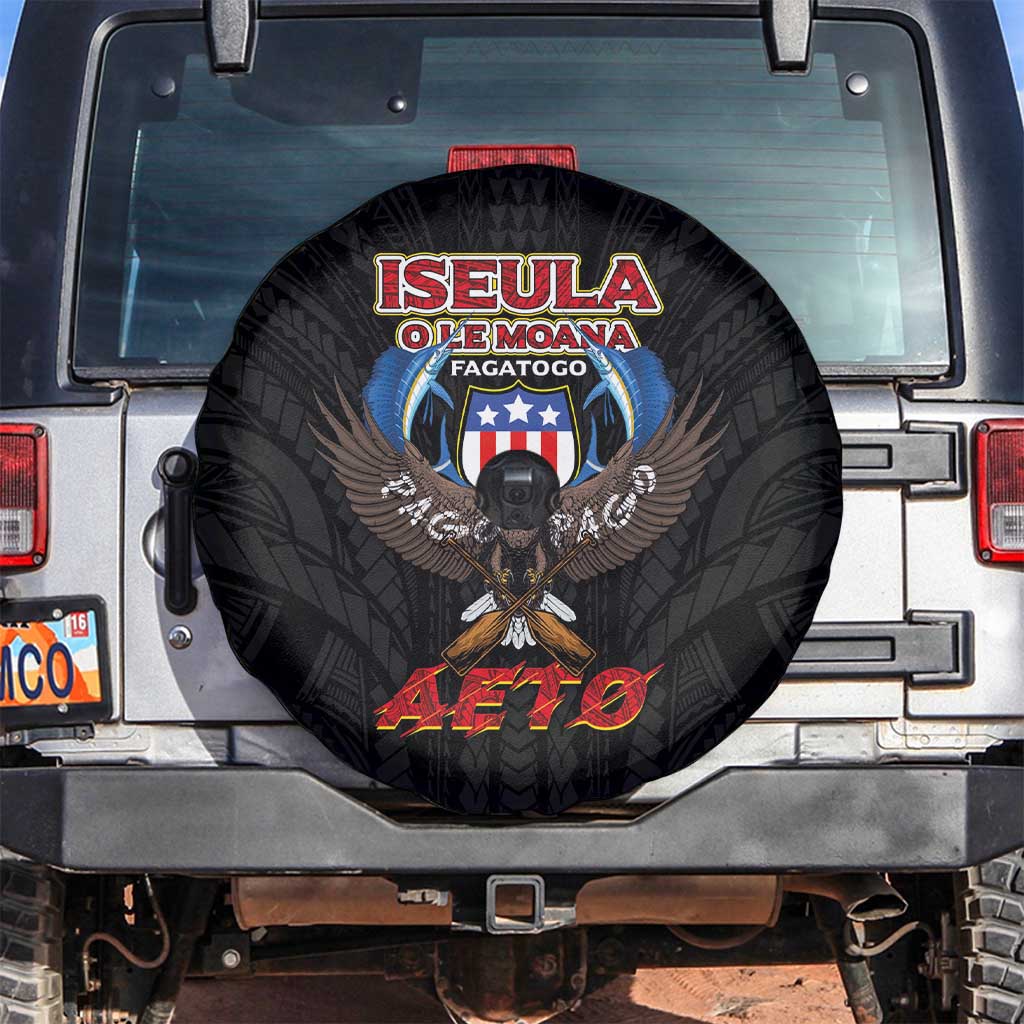 American Samoa Fautasi Spare Tire Cover Pago Pago Aeto and Iseula o le Moana of Fagatogo Black Color LT03 Black - Polynesian Pride