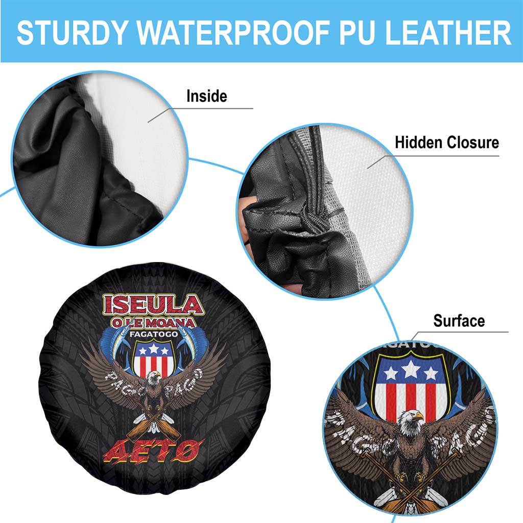 American Samoa Fautasi Spare Tire Cover Pago Pago Aeto and Iseula o le Moana of Fagatogo Black Color LT03 - Polynesian Pride