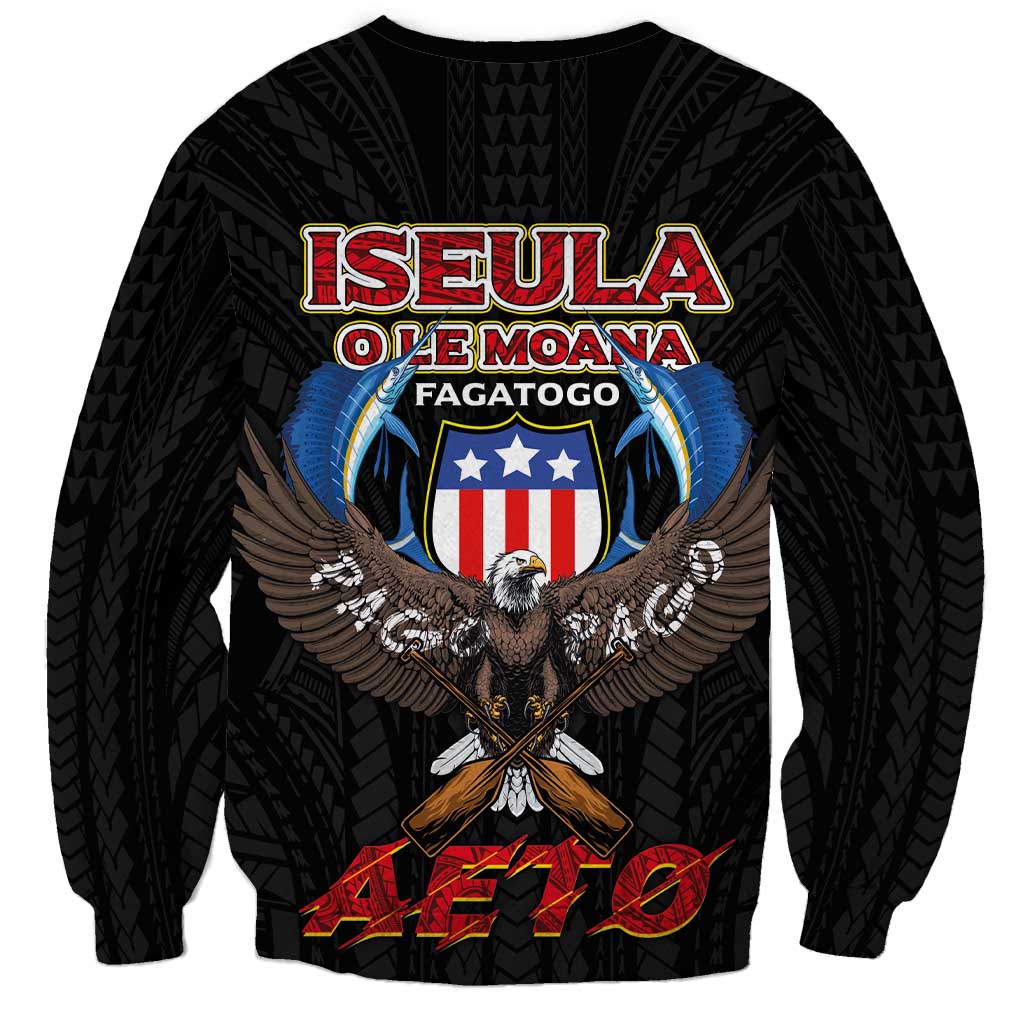 American Samoa Fautasi Sweatshirt Pago Pago Aeto and Iseula o le Moana of Fagatogo Black Color LT03 - Polynesian Pride