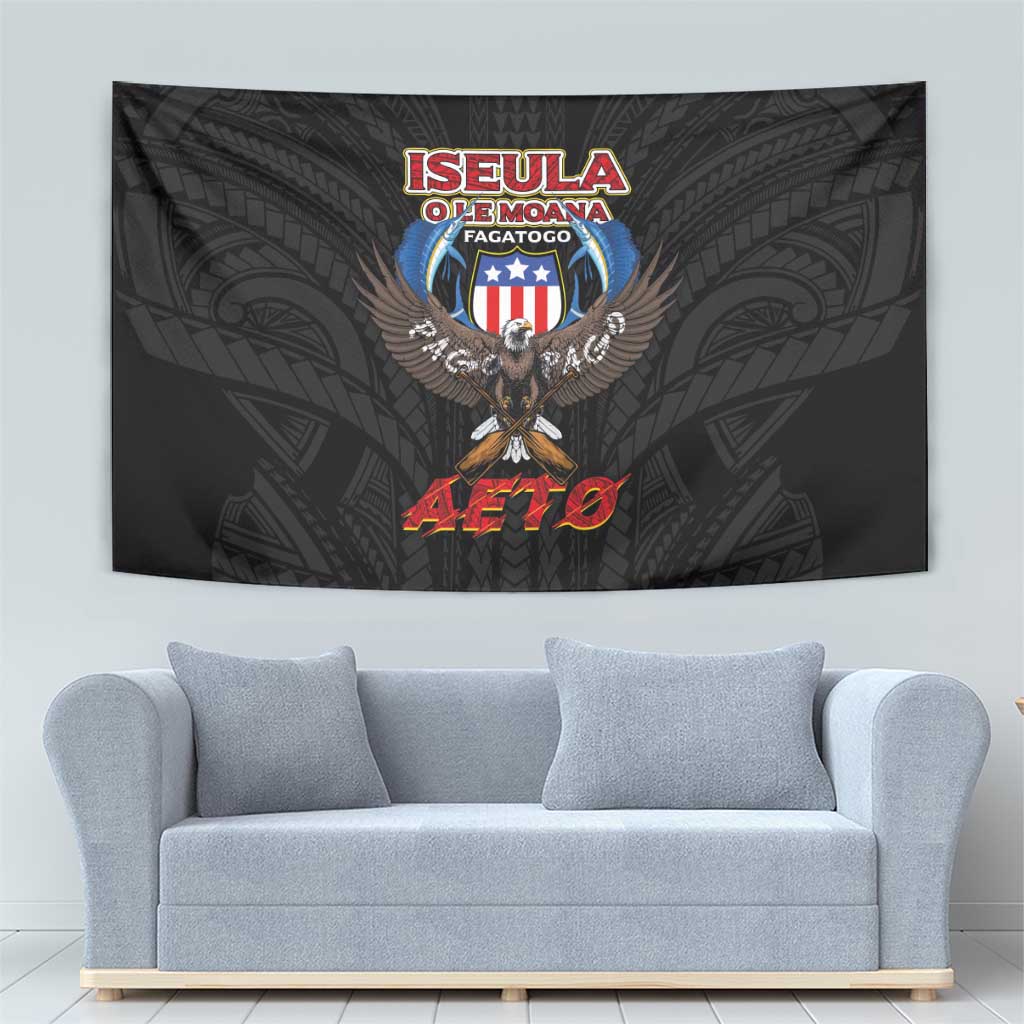 American Samoa Fautasi Tapestry Pago Pago Aeto and Iseula o le Moana of Fagatogo Black Color LT03 - Polynesian Pride