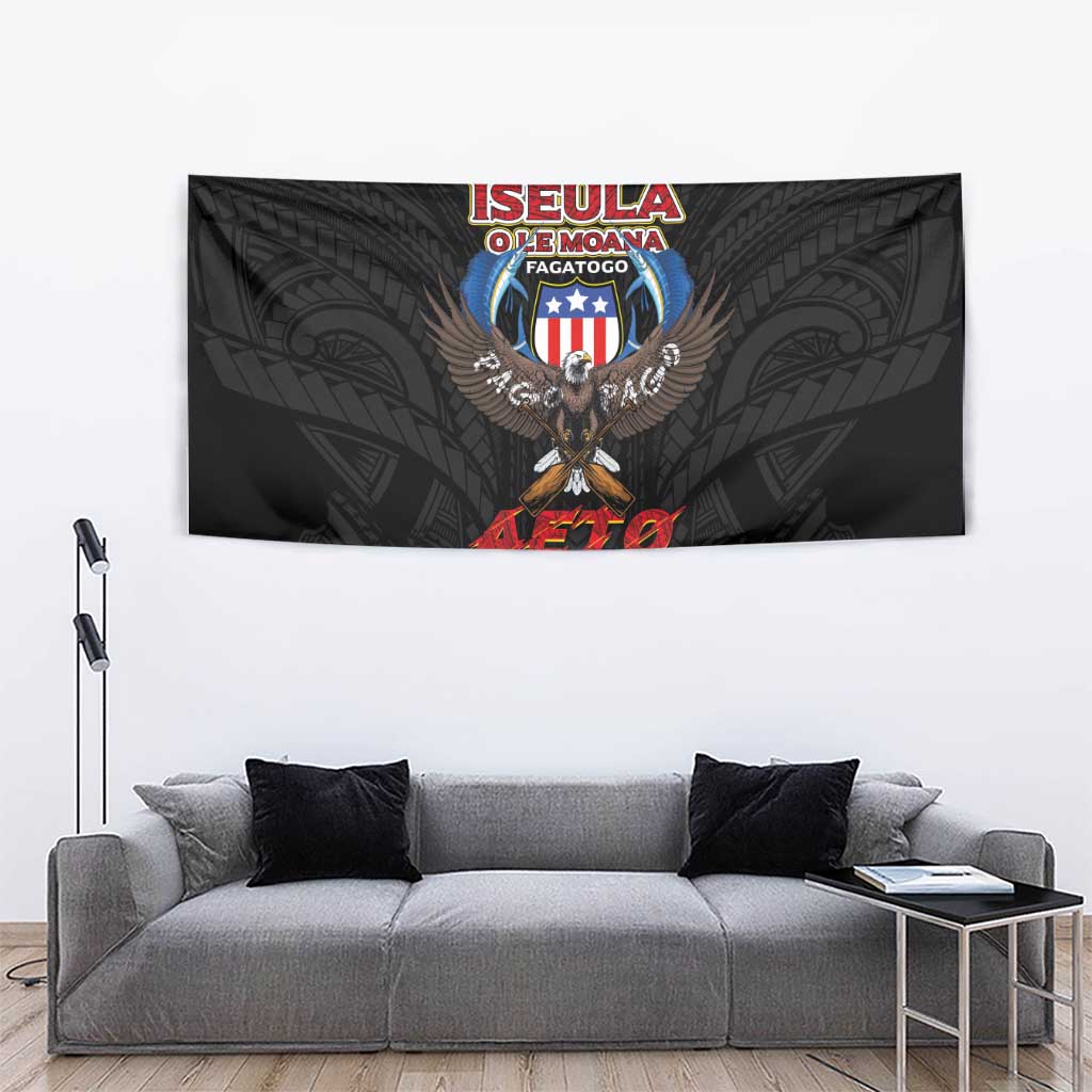 American Samoa Fautasi Tapestry Pago Pago Aeto and Iseula o le Moana of Fagatogo Black Color LT03 - Polynesian Pride