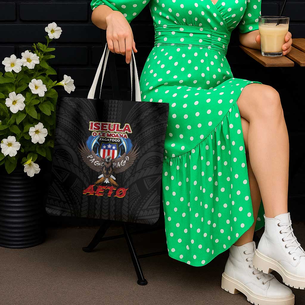 American Samoa Fautasi Tote Bag Pago Pago Aeto and Iseula o le Moana of Fagatogo Black Color LT03 - Polynesian Pride