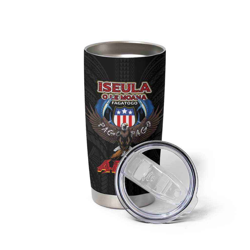 American Samoa Fautasi Tumbler Cup Pago Pago Aeto and Iseula o le Moana of Fagatogo Black Color LT03 - Polynesian Pride