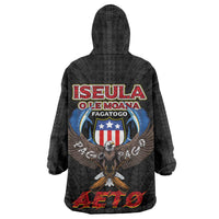 American Samoa Fautasi Wearable Blanket Hoodie Pago Pago Aeto and Iseula o le Moana of Fagatogo Black Color LT03 - Polynesian Pride