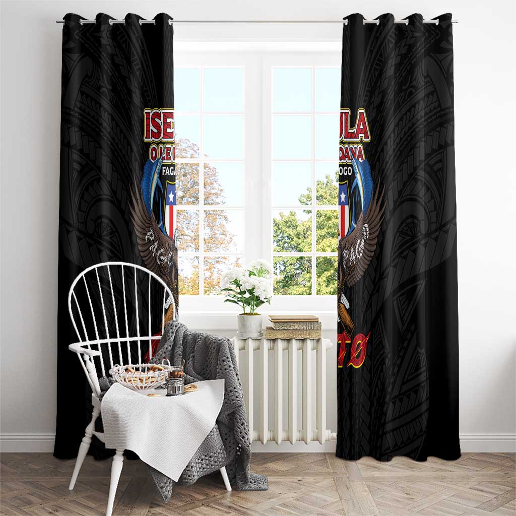 American Samoa Fautasi Window Curtain Pago Pago Aeto and Iseula o le Moana of Fagatogo Black Color LT03 - Polynesian Pride