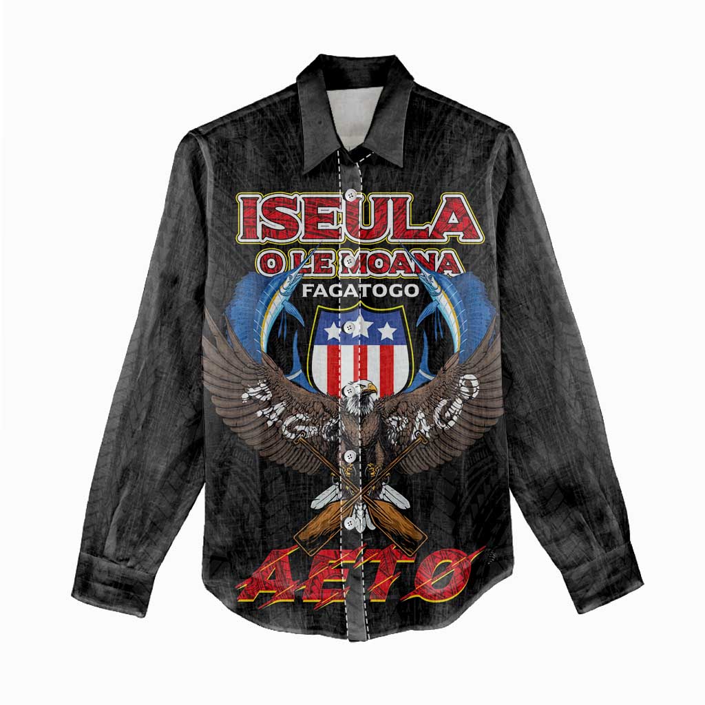 American Samoa Fautasi Women Casual Shirt Pago Pago Aeto and Iseula o le Moana of Fagatogo Black Color LT03 - Polynesian Pride