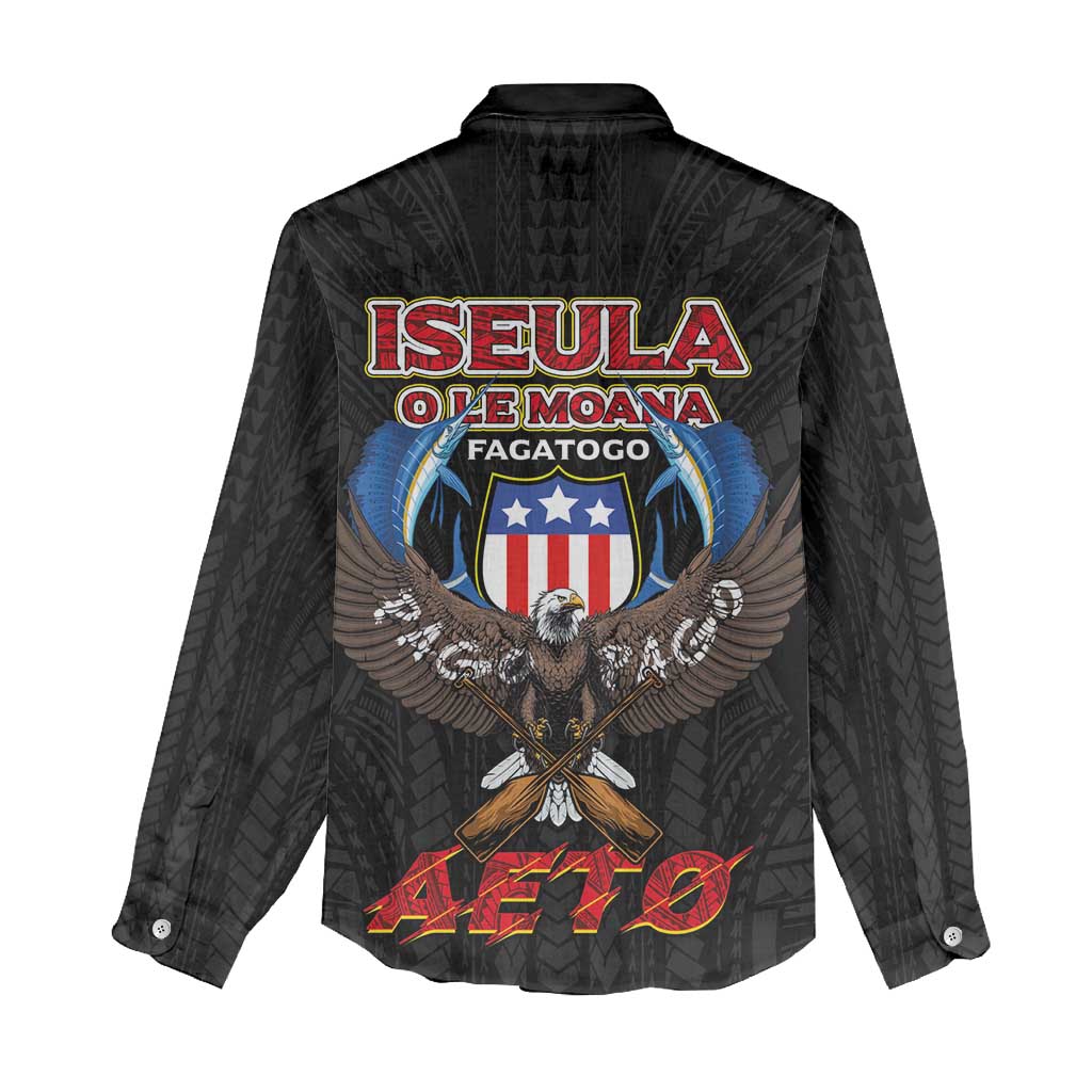American Samoa Fautasi Women Casual Shirt Pago Pago Aeto and Iseula o le Moana of Fagatogo Black Color LT03 - Polynesian Pride