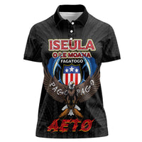American Samoa Fautasi Women Polo Shirt Pago Pago Aeto and Iseula o le Moana of Fagatogo Black Color LT03 Female Black - Polynesian Pride