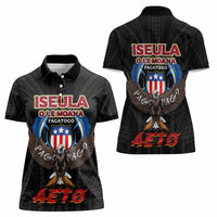 American Samoa Fautasi Women Polo Shirt Pago Pago Aeto and Iseula o le Moana of Fagatogo Black Color LT03 - Polynesian Pride