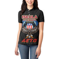 American Samoa Fautasi Women Polo Shirt Pago Pago Aeto and Iseula o le Moana of Fagatogo Black Color LT03 - Polynesian Pride