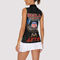 American Samoa Fautasi Women Sleeveless Polo Shirt Pago Pago Aeto and Iseula o le Moana of Fagatogo Black Color LT03 - Polynesian Pride