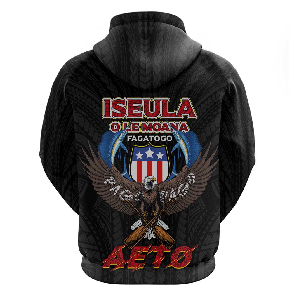 American Samoa Fautasi Zip Hoodie Pago Pago Aeto and Iseula o le Moana of Fagatogo Black Color LT03 - Polynesian Pride